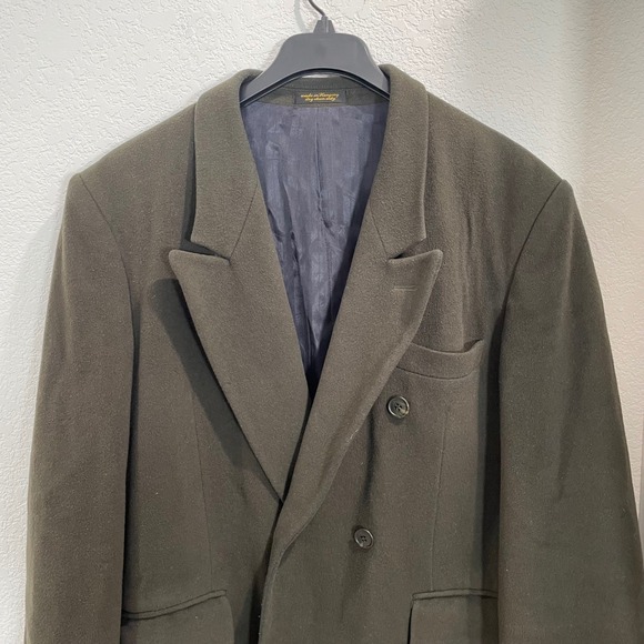 Roberto Vasalli Men Wool Cashmere Double Breasted Overcoat 42 Army Olive Green - Picture 8 of 16